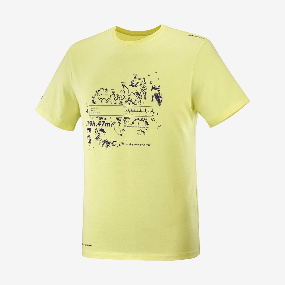 Camisetas Salomon Hombre Amarillo - Salomon Argentina OUTLIFE GRAPHIC SALOMONOTONE SS M,596203-YSB